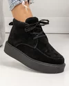 Ghete scurte dama piele naturala intoarsa negre captusite AW2023-1 2