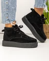 Ghete scurte dama piele naturala intoarsa negre captusite AW2023-1 4