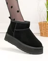 Ghete scurte dama piele naturala intoarsa negre imblanite DS-4252 3