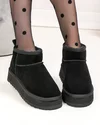 Ghete scurte dama piele naturala intoarsa negre imblanite DS-4252 4