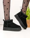 Ghete scurte dama piele naturala intoarsa negre imblanite DS-4252 1