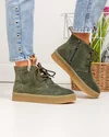 Ghete scurte dama piele naturala intoarsa verde inchis imblanite JY6651 1