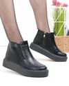 Ghete scurte dama piele naturala negre cu inchidere fermoar si insertie elastica T3086 2