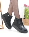 Ghete scurte dama piele naturala negre cu inchidere fermoar si insertie elastica T3086 4