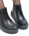 Ghete scurte dama piele naturala negre cu inchidere fermoar si insertie elastica T3086 5
