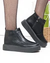 Ghete scurte dama piele naturala negre cu inchidere fermoar si insertie elastica T3086 3