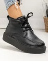 Ghete scurte dama piele naturala negre cu inchidere sireturi AW2023-1 1