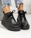 Ghete scurte dama piele naturala negre cu inchidere sireturi AW2023-1 3