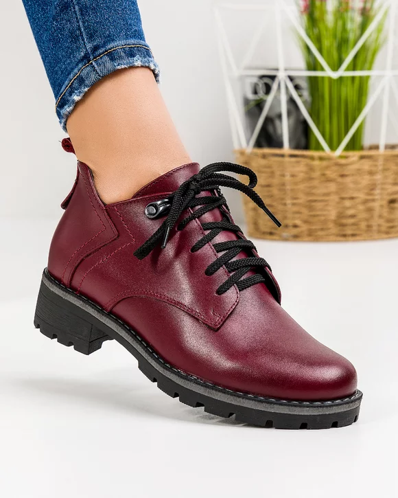 Ghete Scurte Imblanite Piele Naturala Bordo PCI021