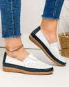 Mocasini dama piele naturala albi cu bleumarin cu insertie elastica si talpa flexibila F003-635 3