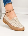 Mocasini dama piele naturala bej cu camel si talpa flexibila F003-635 1