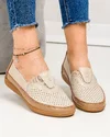 Mocasini dama piele naturala bej cu camel si talpa flexibila F003-635 3