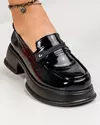 Pantofi casual piele naturala lucioasa negri cu inchidere slip-on si talpa groasa JY3110 3