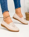 Mocasini dama piele naturala roz deschis cu perforatii cu insertie elastica F003-636 2