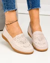 Mocasini dama piele naturala roz deschis cu perforatii cu insertie elastica F003-636 3
