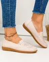 Mocasini dama piele naturala roz deschis cu perforatii cu insertie elastica F003-636 4