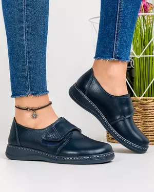 Pantofi Bleumarin Cu Bareta Casual Piele Naturala XH040