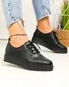 Pantofi Casual Dama Perforati Cu Siret Negri Piele Naturala XH-3200 2