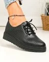 Pantofi Casual Dama Perforati Cu Siret Negri Piele Naturala XH-3200 4