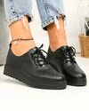 Pantofi Casual Dama Perforati Cu Siret Negri Piele Naturala XH-3200 5