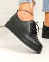 Pantofi Casual Dama Perforati Cu Siret Negri Piele Naturala XH-3200 3