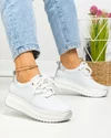 Pantofi casual dama piele naturala alb cu argintiu si varf rotund F002-290 3