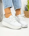 Pantofi casual dama piele naturala alb cu argintiu si varf rotund F002-290 4
