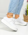 Pantofi casual dama piele naturala alb cu argintiu si varf rotund F002-290 5