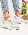 Pantofi casual dama piele naturala alb cu gri partial piele intoarsa JY5290 2