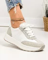 Pantofi casual dama piele naturala alb cu gri partial piele intoarsa JY5290 3
