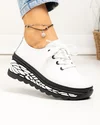 Pantofi casual dama piele naturala alb cu negru si inchidere sireturi JY5096 3