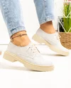 Pantofi casual dama piele naturala alb murdar model impletit POL278 1