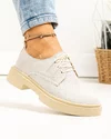 Pantofi casual dama piele naturala alb murdar model impletit POL278 2