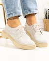 Pantofi casual dama piele naturala alb murdar model impletit POL278 3