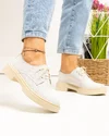 Pantofi casual dama piele naturala alb murdar model impletit POL278 5
