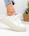 Pantofi casual dama piele naturala alb perlat cu inchidere sireturi F002-426B 4