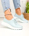 Pantofi casual dama piele naturala albastri cu inchidere sireturi T-5931 1