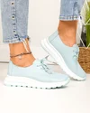 Pantofi casual dama piele naturala albastri cu inchidere sireturi T-5931 4