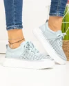Pantofi casual dama piele naturala albastri perforati cu inchidere sireturi T-5911 1