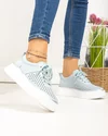 Pantofi casual dama piele naturala albastri perforati cu inchidere sireturi T-5911 5
