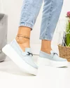 Pantofi casual dama piele naturala albastru deschis cu inchidere slip-on T-5906 5