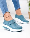 Pantofi casual dama piele naturala albastru jeans cu inchidere scai PL-58 2