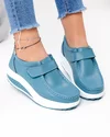Pantofi casual dama piele naturala albastru jeans cu inchidere scai PL-58 3