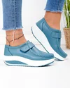 Pantofi casual dama piele naturala albastru jeans cu inchidere scai PL-58 4