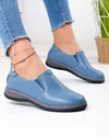 Pantofi casual dama piele naturala albastru jeans cu inchidere slip-on si talpa flexibila AP-2115 2