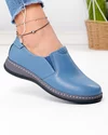 Pantofi casual dama piele naturala albastru jeans cu inchidere slip-on si talpa flexibila AP-2115 3
