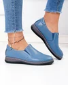 Pantofi casual dama piele naturala albastru jeans cu inchidere slip-on si talpa flexibila AP-2115 1