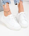 Pantofi casual dama piele naturala albi captusiti cu inchidere sireturi T-2006 3