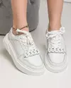 Pantofi casual dama piele naturala albi  casual cu inchidere siret AW2023-15-A 4