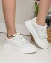 Pantofi casual dama piele naturala albi  casual cu inchidere siret AW2023-15-A 2
